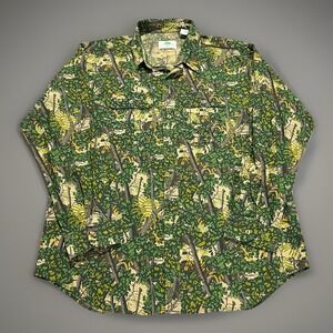VTG Bushlan Mens Green South Texas Camo Hunting Long-Sleeve Button-Up Shirt 3XL